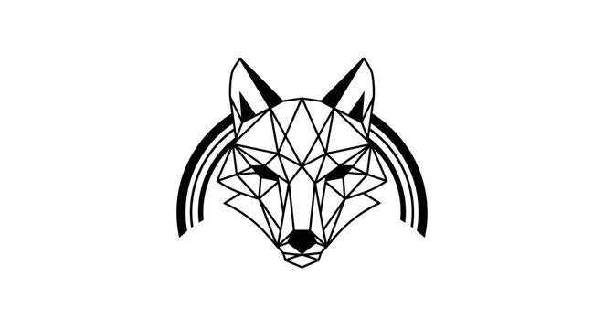 Minimalist geometric wolf head logo icon in black line art
