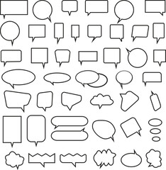 Obraz premium Speech Bubble Chat Dialog Message Box Icon Set Collection Group Communication Conversation Talk Comment Balloon Outline Black Line Vector Illustration Isolated Design Pack