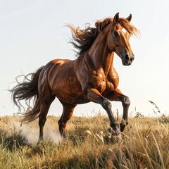 Obraz premium Powerful Running Brown Horse