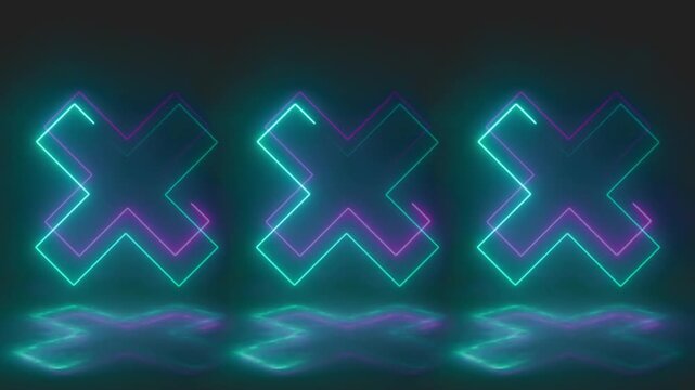 Abstract Animated Holographic Glowing Crosses
