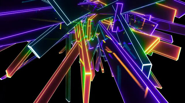 Abstract Animated Holographic Glowing Rectangles
