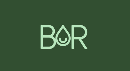 Obraz premium Minimalist green BOR logo design with water drop icon