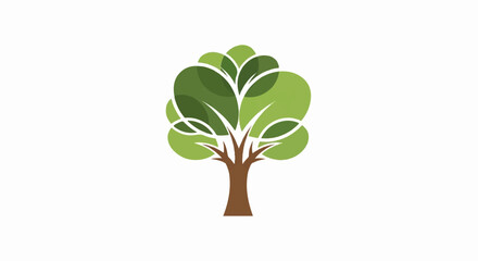 Obraz premium Stylized tree with layered green foliage and brown trunk