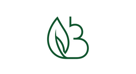 Minimalist green leaf and letter B logo design © sri