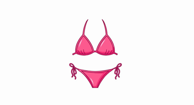 A two-piece pink bikini with string ties