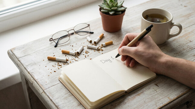 The first day of quitting smoking, stop bad habits