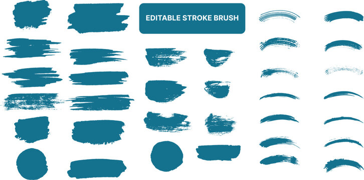 Set of blue hand drawn ink brush strokes and paint dabs collection on transparent background for creative graphic design projects artistic artistic vector elements for banners posters and logos used.