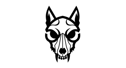 Fototapeta premium Minimalist black wolf skull logo icon on white background