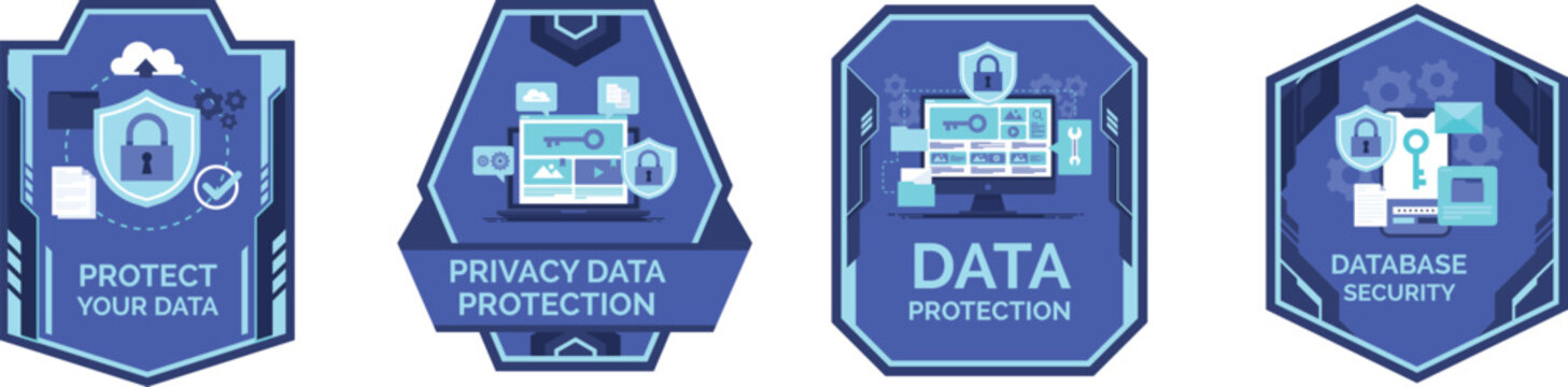Data privacy Flat Marketing pack badges
