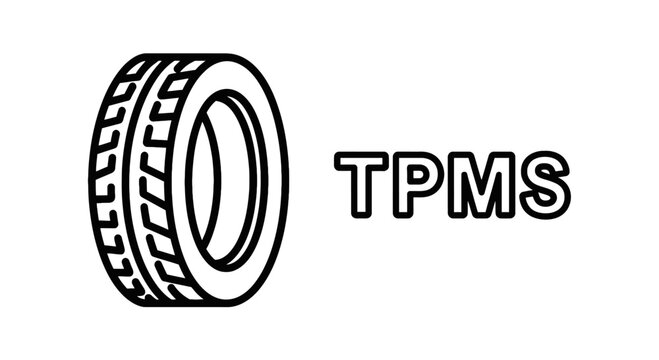 Tire pressure monitoring system tpms icon with car tire profile and text for automotive maintenance and safety automotive pressure monitoring maintenance