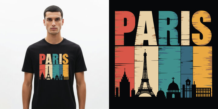 Vintage Paris Cityscape Skyline Illustration Vector