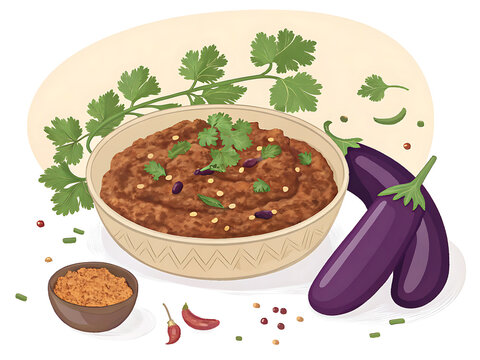 Baingan bharta mashed eggplant, flat style