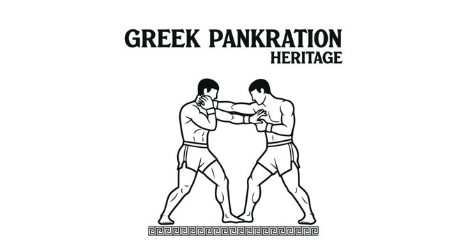 Two athletes engaged in ancient Greek Pankration combat sports competition vector illustration