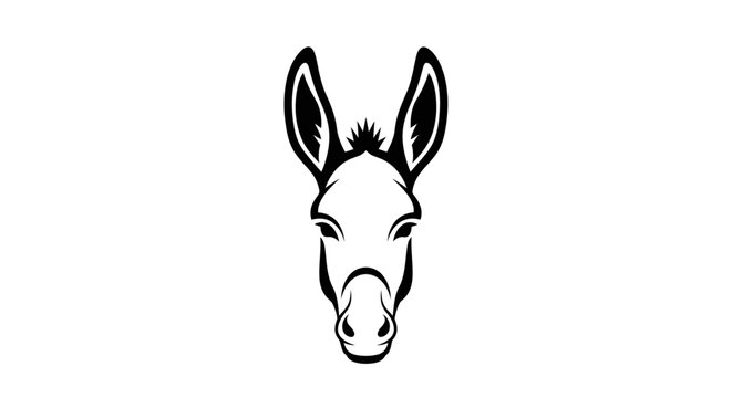 Minimalist donkey head icon in black and white line art