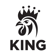 A stylized black rooster head with a crown and the word king © ariyan