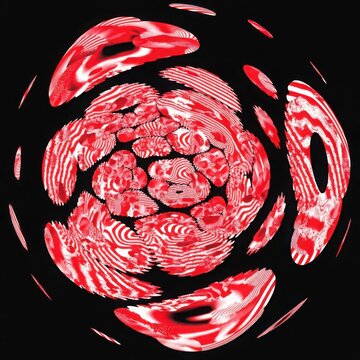 Swirling patterns of fingerprints in a hypnotic red and black composition