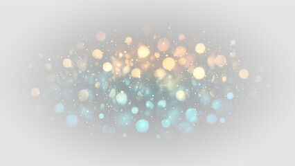 Radiant colorful turquoise golden bokeh glow light particles soft effect png overlay element, on transparent background © Ivan