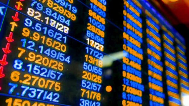 Stock Market Data Board with Financial Numbers &ndash; Trading Exchange Display, Investment and Economic Analysis Concept. 4k Video