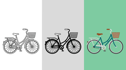 Bicycles with Baskets on Different Backgrounds © PixelCraft3D