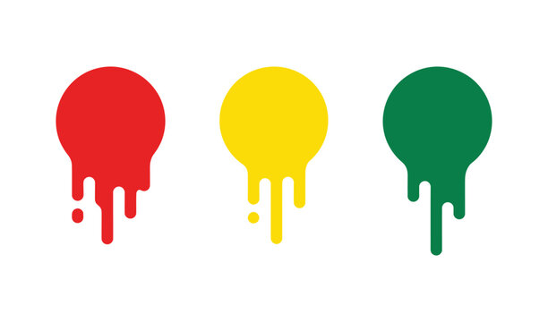 Colorful dripping paint circles in red, yellow, and green