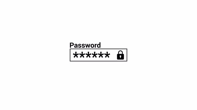 Enter password on PC, Log in Close up of computer screen entering correct password to system, Entry pin code animation on transparent background in 4k.
