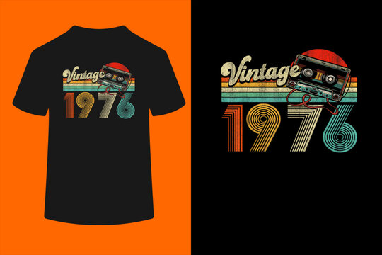Vintage 1976 Cassette Tape 50th Birthday Gifts 50 Year Old T-Shirt
