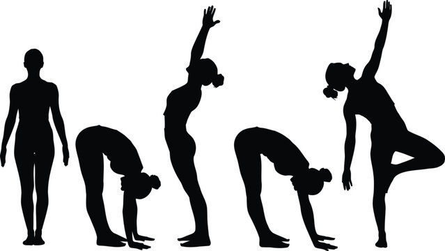 Sequence of yoga and stretching poses for flexibility and balance
