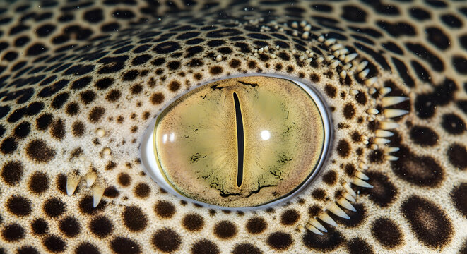 Close-up of a spotted eagle ray eye with. Generative AI