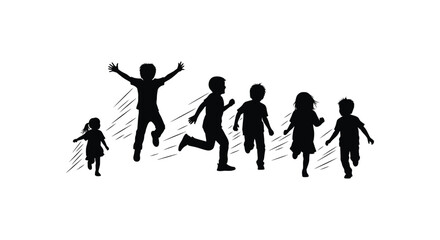 Obraz premium Children running with arms outstretched in dynamic motion sequence
