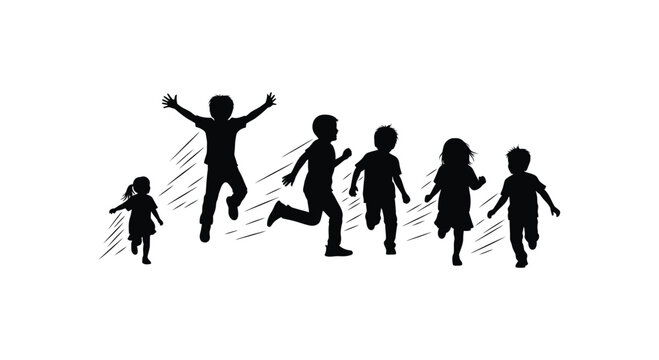 Children running with arms outstretched in dynamic motion sequence