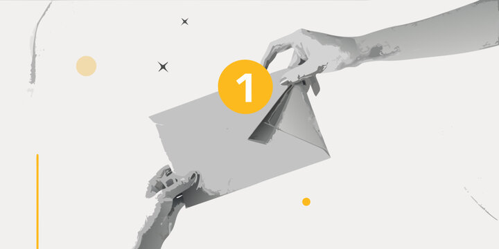 Hands inserting a ballot into a drop box emphasizing voting rights