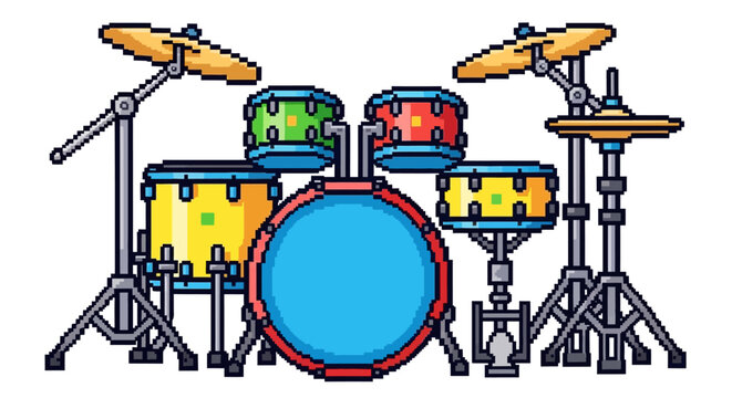 Colorful Drum Kit Illustration for Music Enthusiasts.