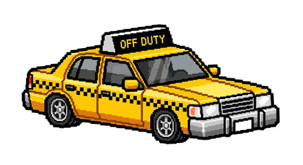 Fototapeta premium Pixel Art Yellow Taxi Cab Off Duty Illustration.