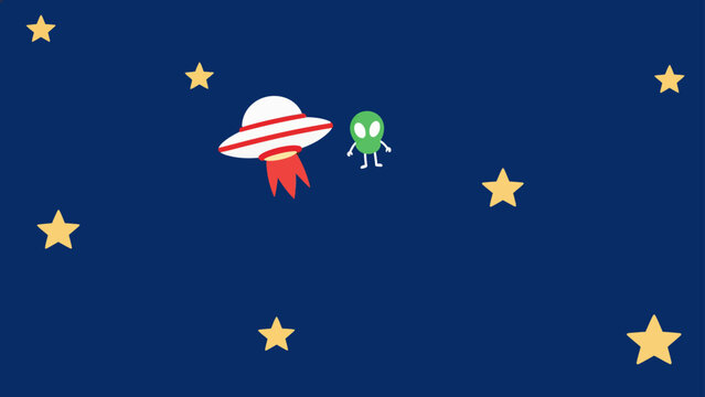 Alien and spaceship in space