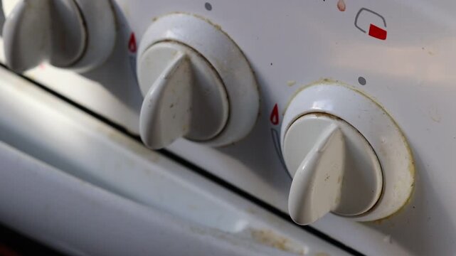 Close-up shot of stove knobs