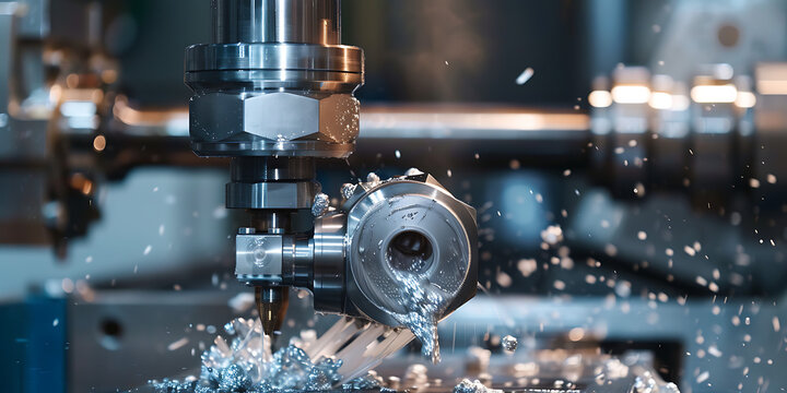 Close-Up Metal Machining Process with Precision Cutting