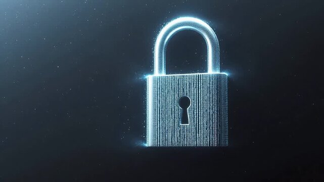 Digital padlock in binary code ideal for corporate presentations and B2B marketing