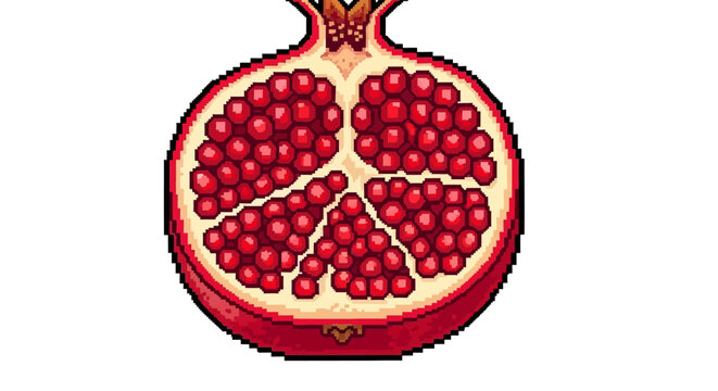 Fresh Pomegranate Half Showing Juicy Red Arils.