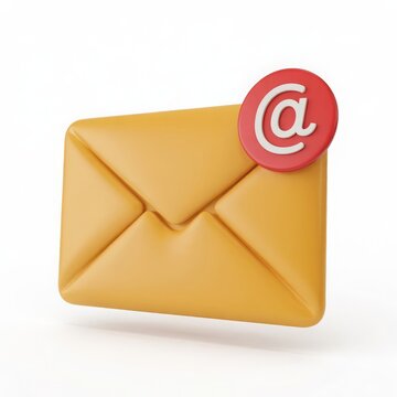 3 d yellow email envelope with red notification symbol