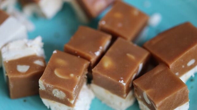 A plate with caramel treats, perfect for snacking or serving at an event