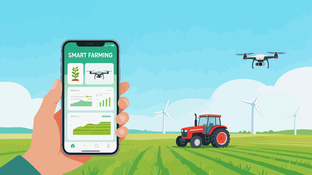 Smart farming with drone and tractor