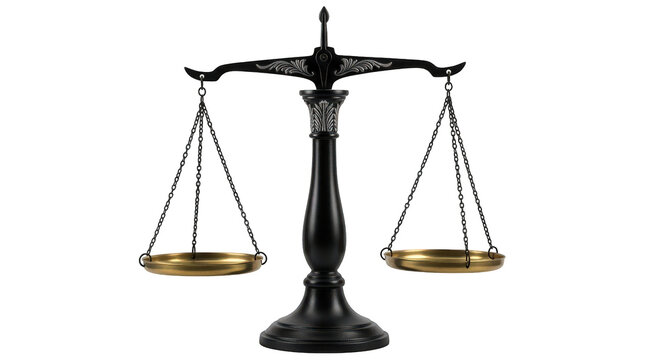 Classic wooden balance scale with metal arms and circular weights
