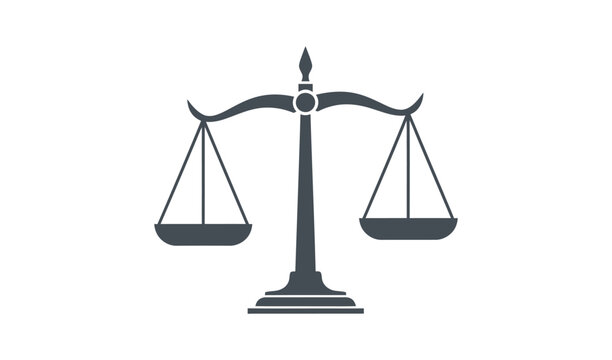Dark blue scales of justice icon on a symbolizing law and order