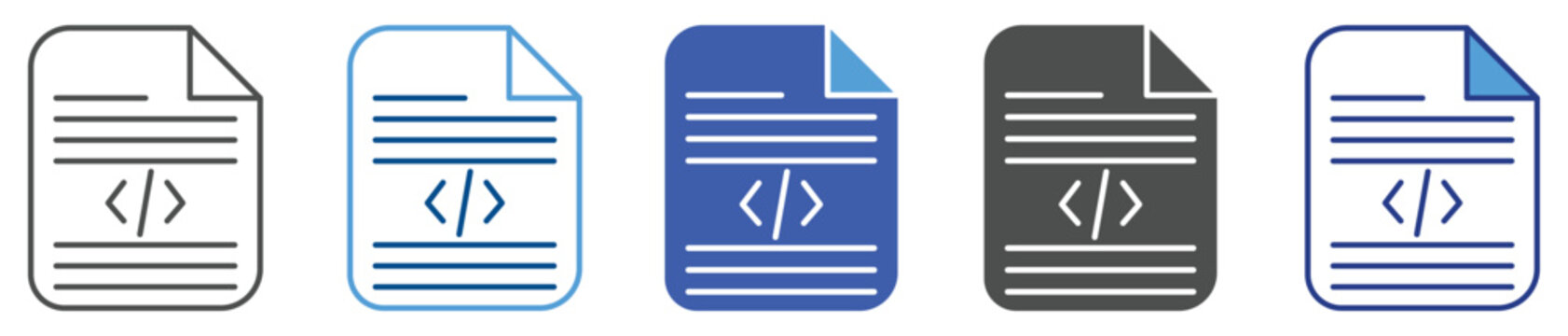 Code File icon set multiple style collection