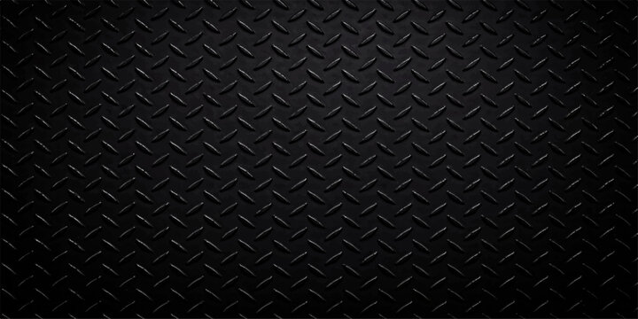 Black steel diamond plate texture, dark industrial metal background, metallic surface, seamless pattern, rugged flooring, high resolution modern construction backdrop