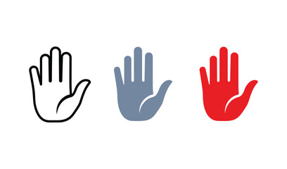 Obraz premium Colorful hand icons in black, blue, and red on for communication or gesture concepts