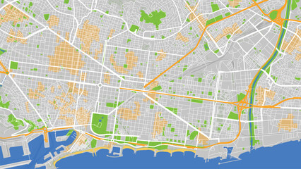Fototapeta premium Barcelona Spain high contrast city map vector bold black white street layout EPS