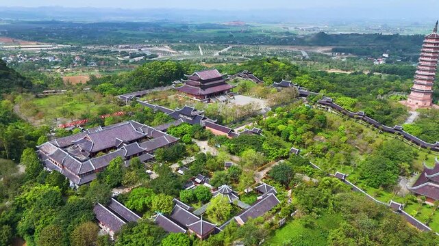 Aerial view of Bai Dinh Temple near Ninh Binh, Vietnam.