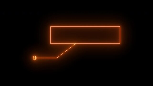 HUD elements with blank text animation. Orange neon HUD element futuristic callout motion graphics animation on black background. 4K video.