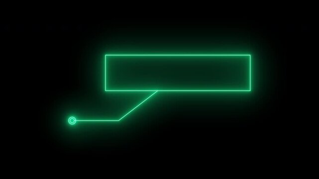 HUD elements with blank text animation. Green neon HUD element futuristic callout motion graphics animation on black background. 4K video.